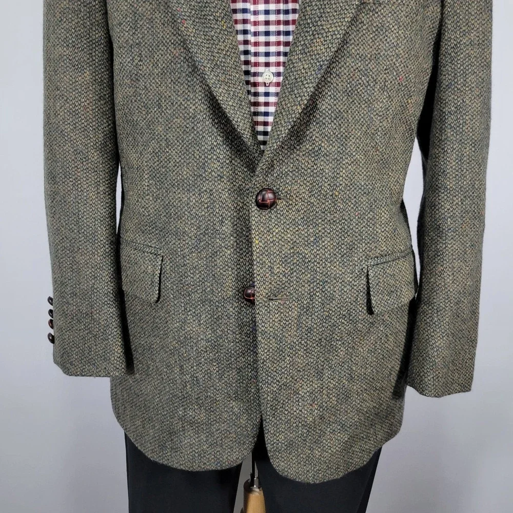 Robert Stock Men's Tweed Sport Coat Blazer Two Button Brown Barley Corn Size 42R
